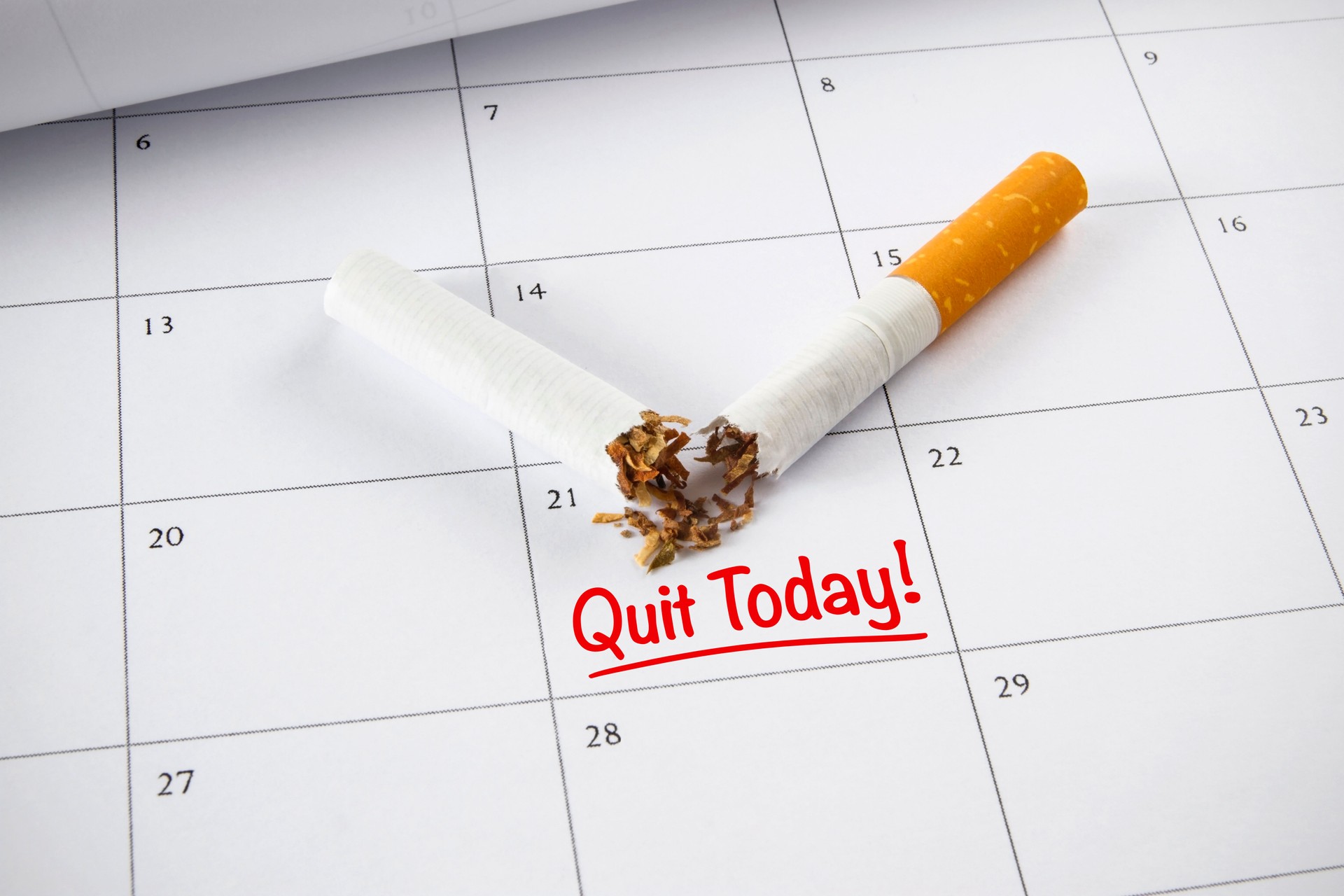 Quit Smoking Concept with Monthly Calendar
