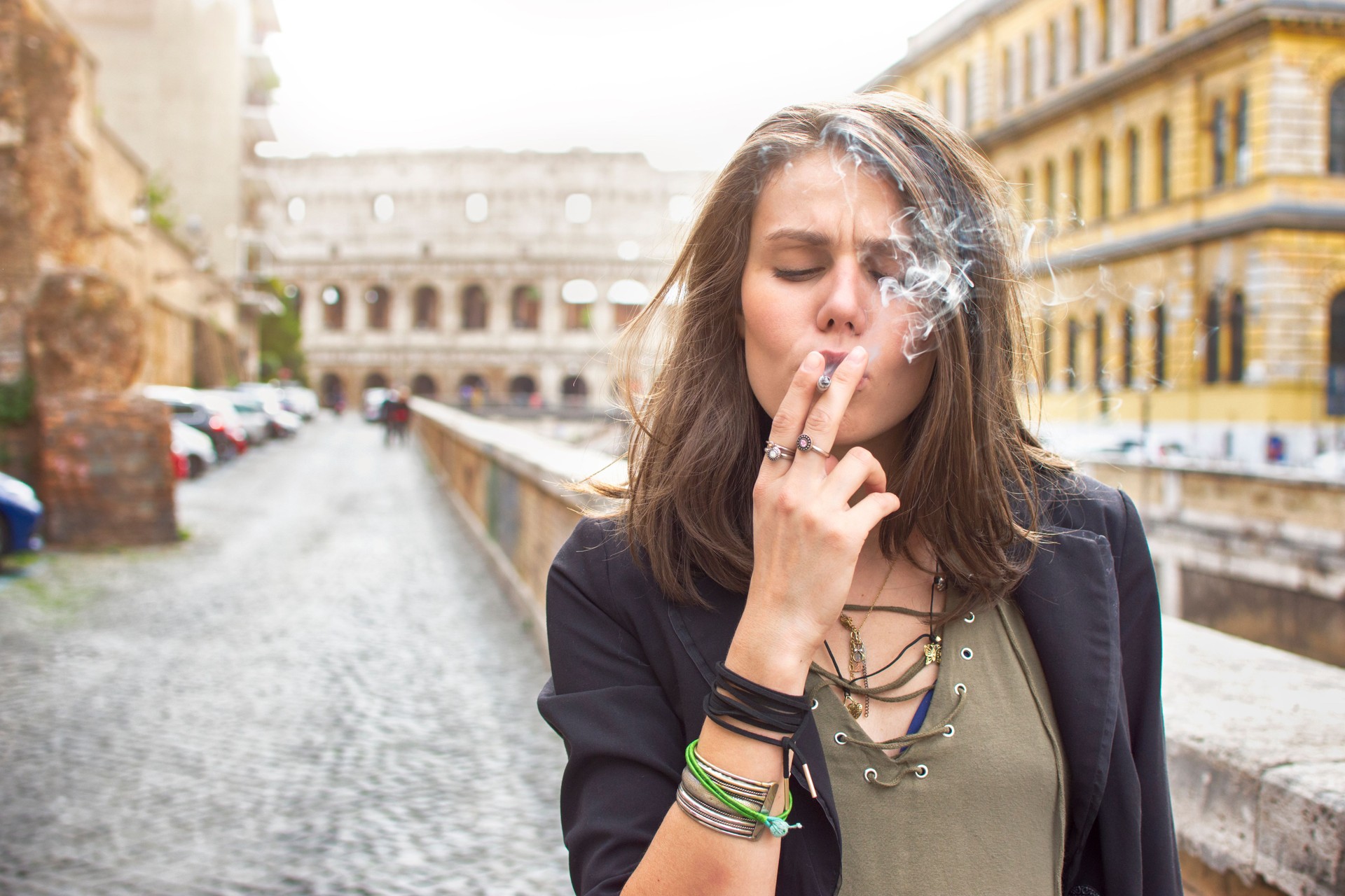 Young woman smoking